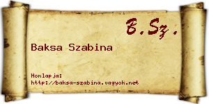 Baksa Szabina névjegykártya